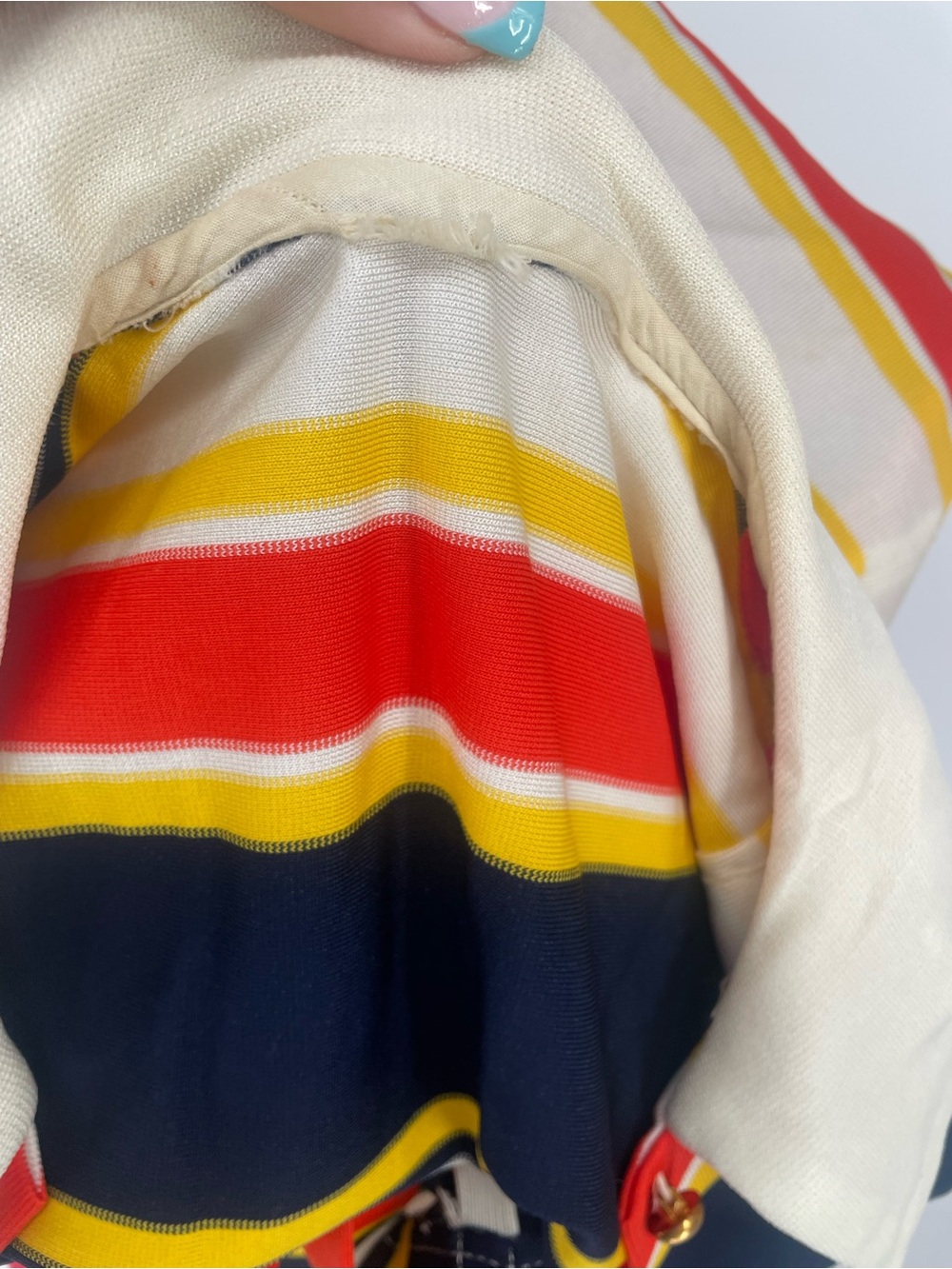 60s 70s Striped Vibrant / Primary Colors Sleeveless Collared Shirt Dress - Picture 16 of 16